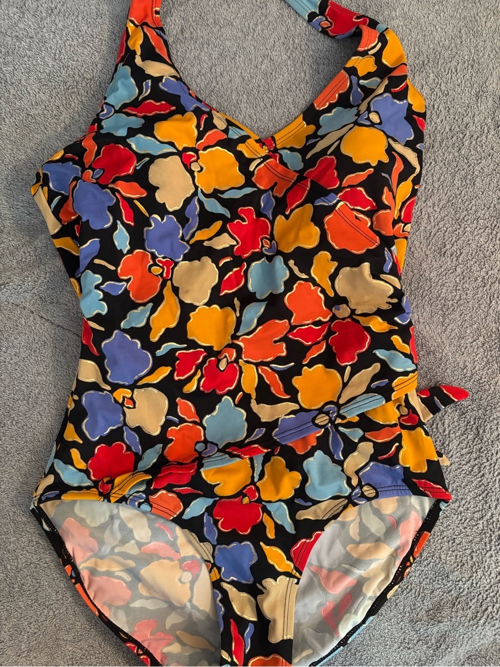 Islander Women’s Size 12 One Piece Swimsuit Colorful Vibrant Halter Gold Accent - Picture 2 of 7
